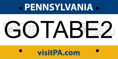 GOTABE2 Pennsylvania License Plate