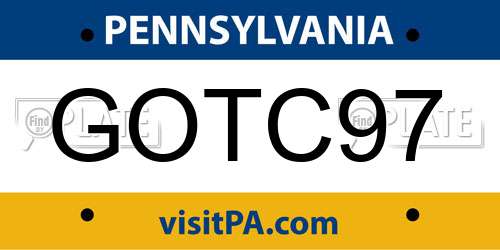 GOTC97 Pennsylvania License Plate