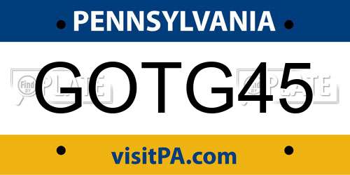 GOTG45 Pennsylvania License Plate