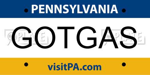 GOTGAS Pennsylvania License Plate