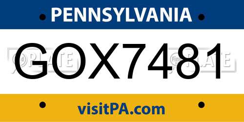 GOX7481 Pennsylvania License Plate