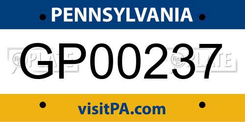 GP00237 Pennsylvania License Plate