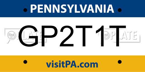 GP2T1T Pennsylvania License Plate