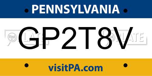 GP2T8V Pennsylvania License Plate