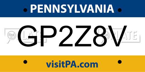 GP2Z8V Pennsylvania License Plate