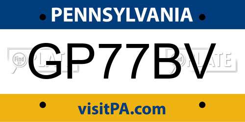 GP77BV Pennsylvania License Plate
