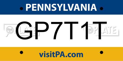 GP7T1T Pennsylvania License Plate