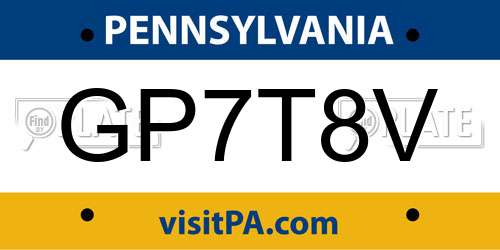 GP7T8V Pennsylvania License Plate