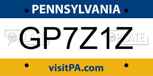 GP7Z1Z Pennsylvania License Plate