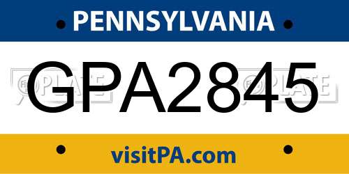 GPA2845 Pennsylvania License Plate
