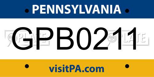 GPB0211 Pennsylvania License Plate