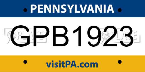 GPB1923 Pennsylvania License Plate