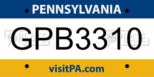GPB3310 Pennsylvania License Plate