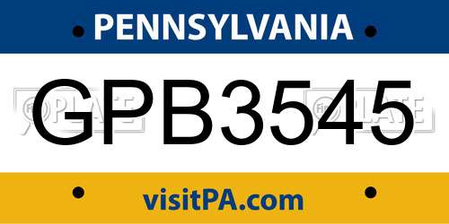 GPB3545 Pennsylvania License Plate