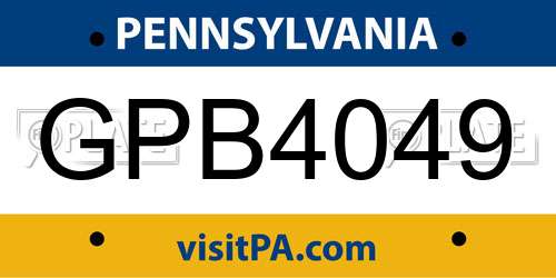 GPB4049 Pennsylvania License Plate