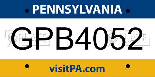 GPB4052 Pennsylvania License Plate
