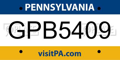 GPB5409 Pennsylvania License Plate