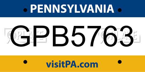 GPB5763 Pennsylvania License Plate