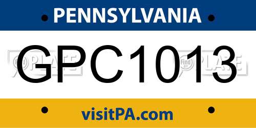 GPC1013 Pennsylvania License Plate