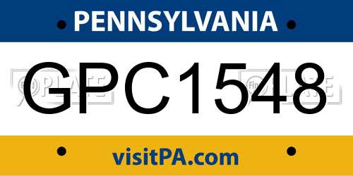 GPC1548 Pennsylvania License Plate