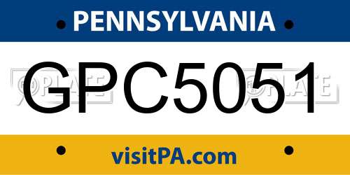 GPC5051 Pennsylvania License Plate
