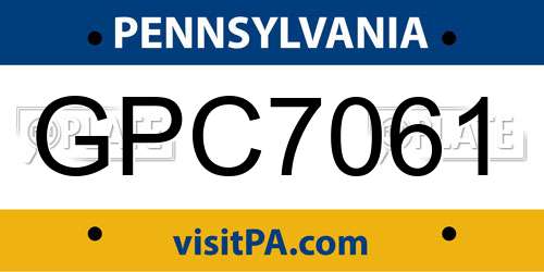 GPC7061 Pennsylvania License Plate