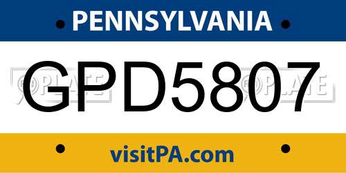 GPD5807 Pennsylvania License Plate