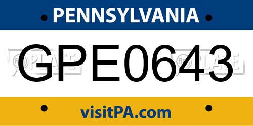GPE0643 Pennsylvania License Plate