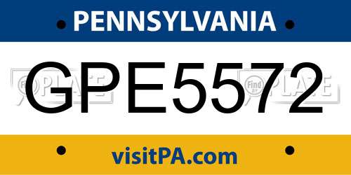 GPE5572 Pennsylvania License Plate