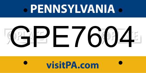 GPE7604 Pennsylvania License Plate