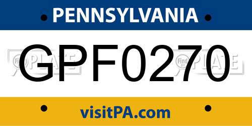 GPF0270 Pennsylvania License Plate