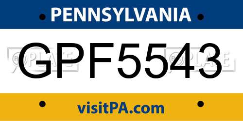 GPF5543 Pennsylvania License Plate