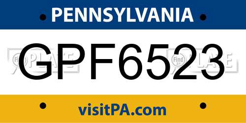 GPF6523 Pennsylvania License Plate