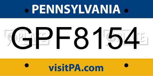 GPF8154 Pennsylvania License Plate
