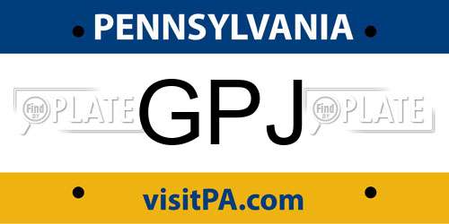 GPJ Pennsylvania License Plate