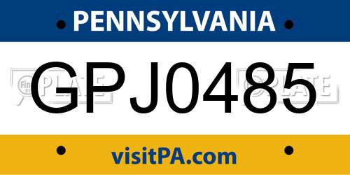 GPJ0485 Pennsylvania License Plate