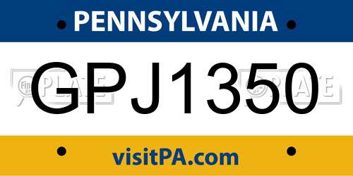 GPJ1350 Pennsylvania License Plate