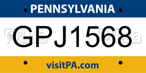 GPJ1568 Pennsylvania License Plate