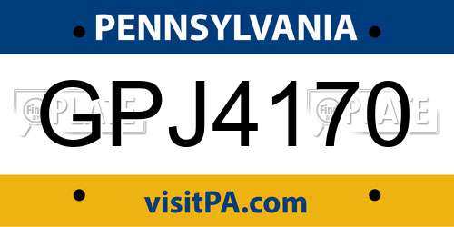 GPJ4170 Pennsylvania License Plate
