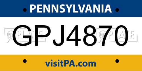 GPJ4870 Pennsylvania License Plate
