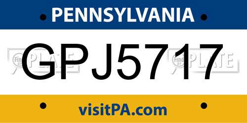 GPJ5717 Pennsylvania License Plate
