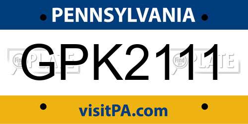 GPK2111 Pennsylvania License Plate