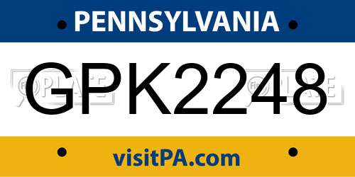 GPK2248 Pennsylvania License Plate