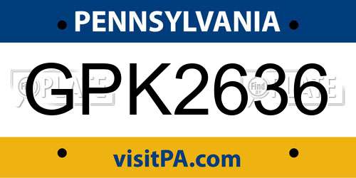 GPK2636 Pennsylvania License Plate