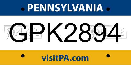 GPK2894 Pennsylvania License Plate