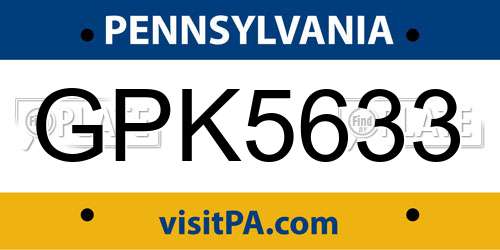 GPK5633 Pennsylvania License Plate