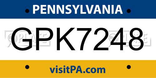GPK7248 Pennsylvania License Plate