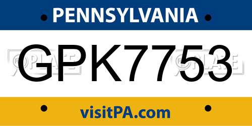 GPK7753 Pennsylvania License Plate