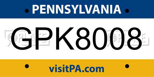 GPK8008 Pennsylvania License Plate