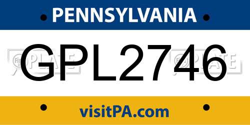 GPL2746 Pennsylvania License Plate